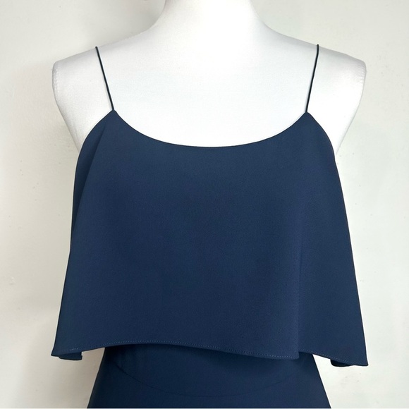 Alice  + Olivia Dress Kipp Navy Strappy Ruffle A-line Skater Preppy Party Mini - Picture 12 of 13